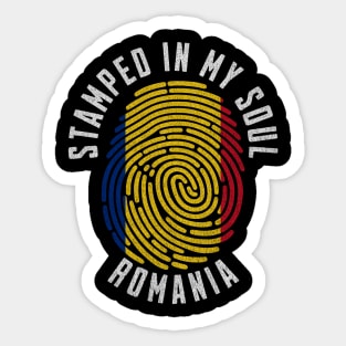 Stamped In My Soul Romania Flag Fingerprint Romanian Roots Sticker